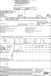 Сертификат качества EN 10204 3.1 — пруток дуплекс UNS S31803 (UGI 4462), Ø20 мм