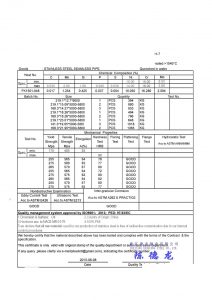 Сертификат качества — труба бесшовная AISI 316, ASTM A999 (Kanglong Steel), лист 2
